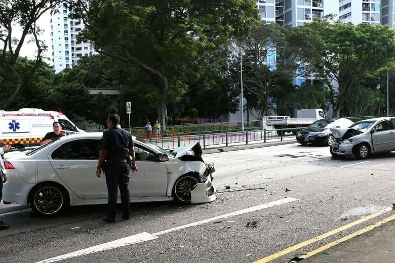 Singapore: Three casualties were taken to TTSH due to an accident involving two vehicles