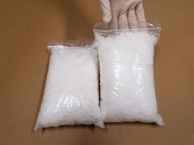 ‘Ice’ seized at Tuas Checkpoint on 31 March 2018.
