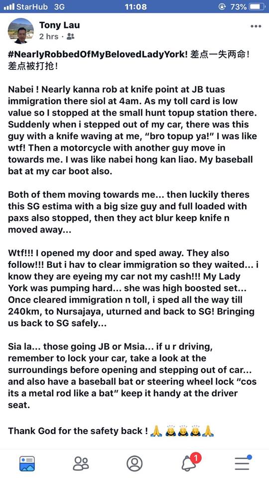 singaporean almost got robbed in malaysia