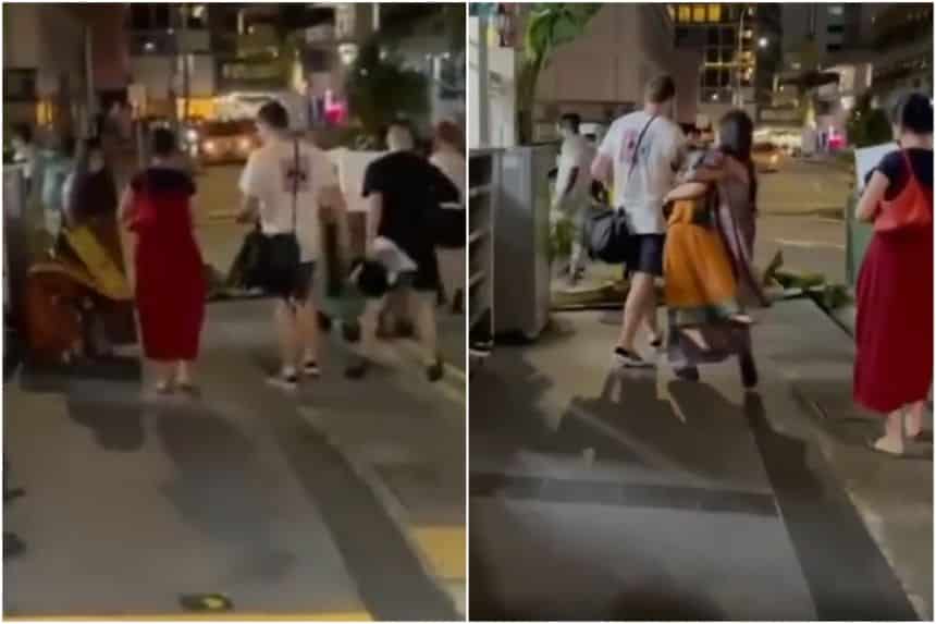 4 Ang Mohs kena police investigation after 1 of them flips signboard at child in Keong Saik Road
