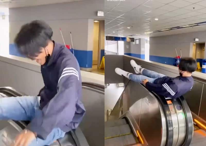 NYP student does Helikopter trend on an escalator for TikTok, NYP responded