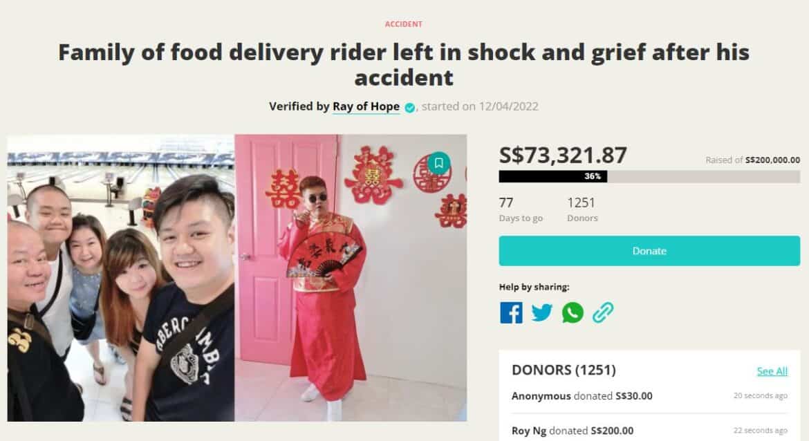 Fundraising campaign started for widow of food delivery rider who died in accident along Gambas Ave