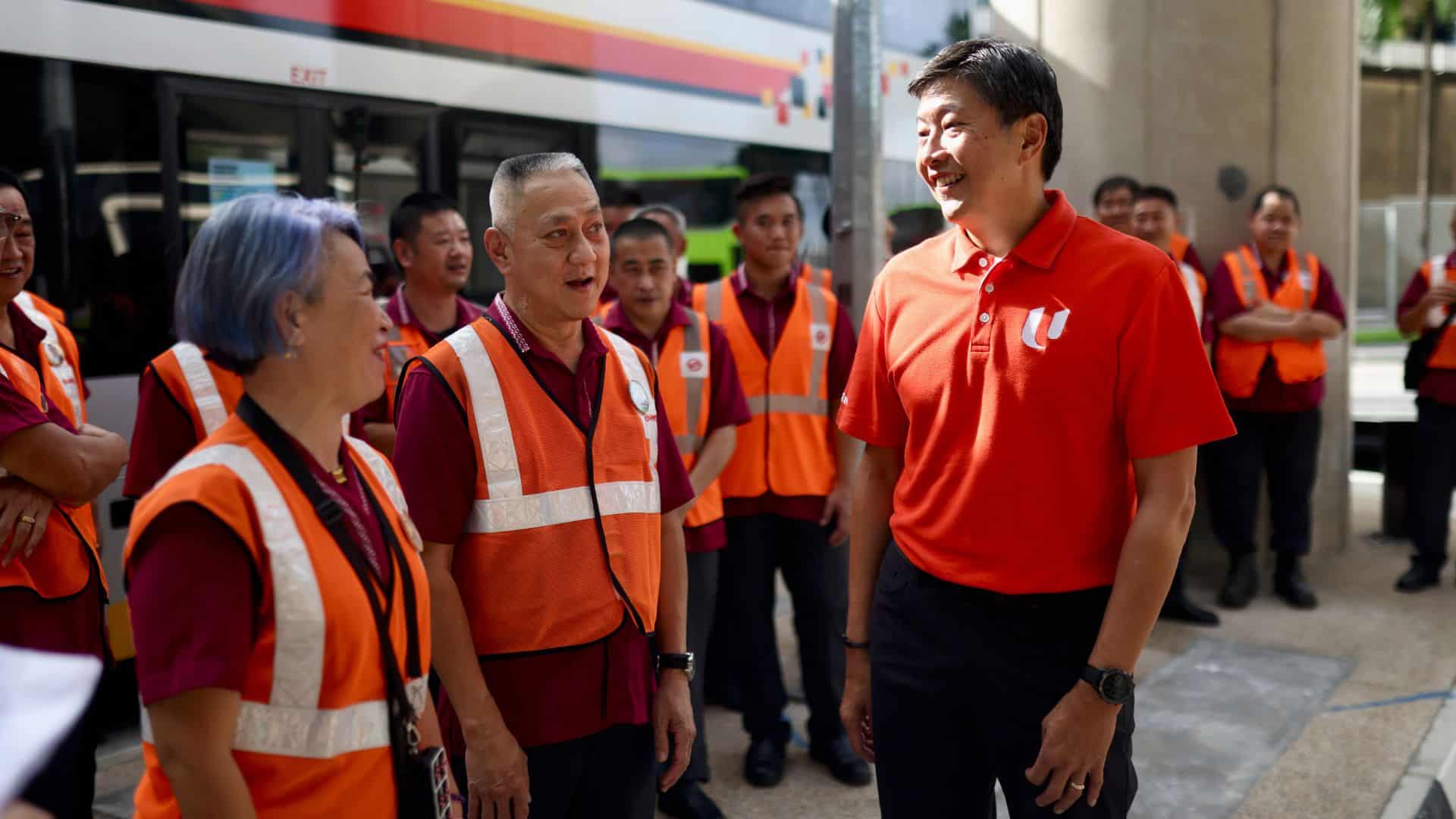 NTUC Secretary-General Ng Chee Meng conversing with bus captains.