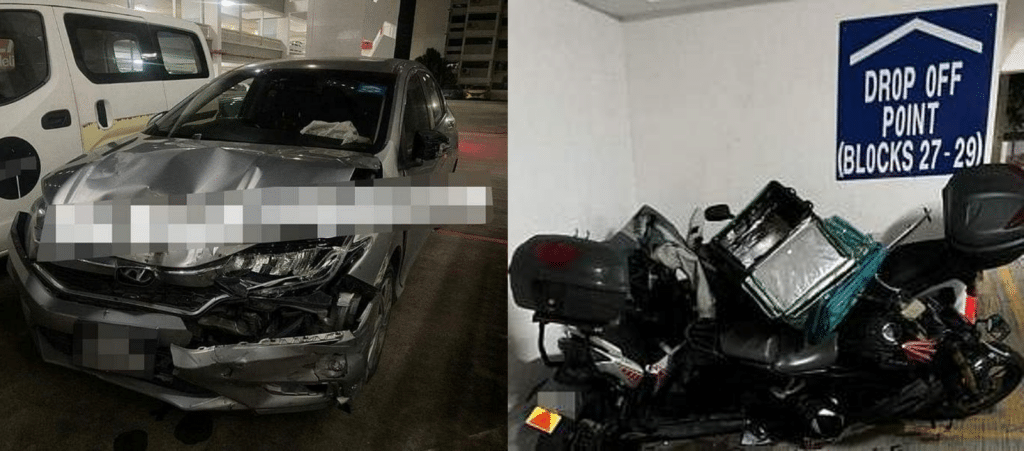 Driver flees after collision with three motorbikes in multistorey carpark