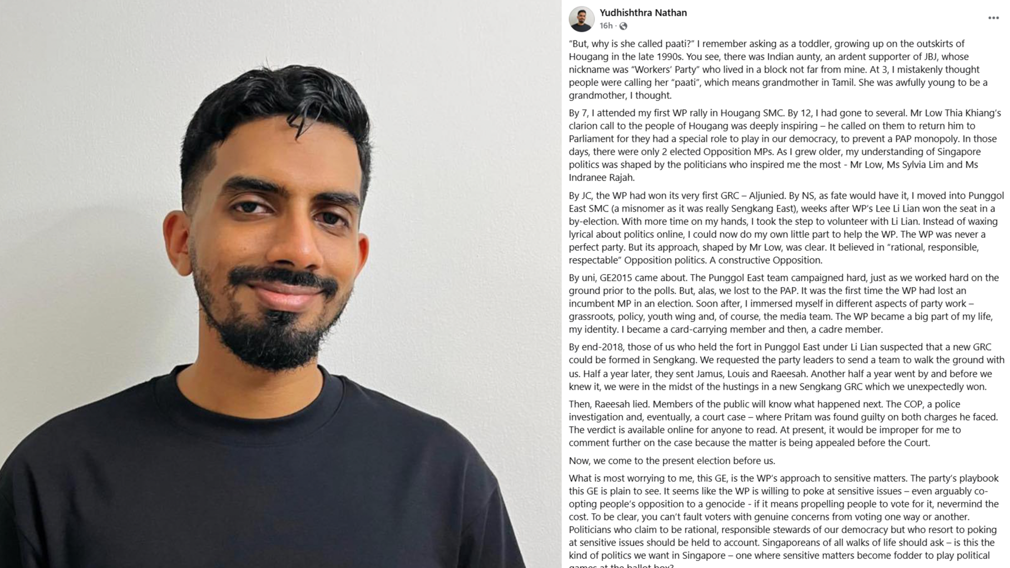 Ex-Workers’ Party Cadre Says He Can No Longer Support the Party He Once Believed In Ahead of Cooling-Off Day