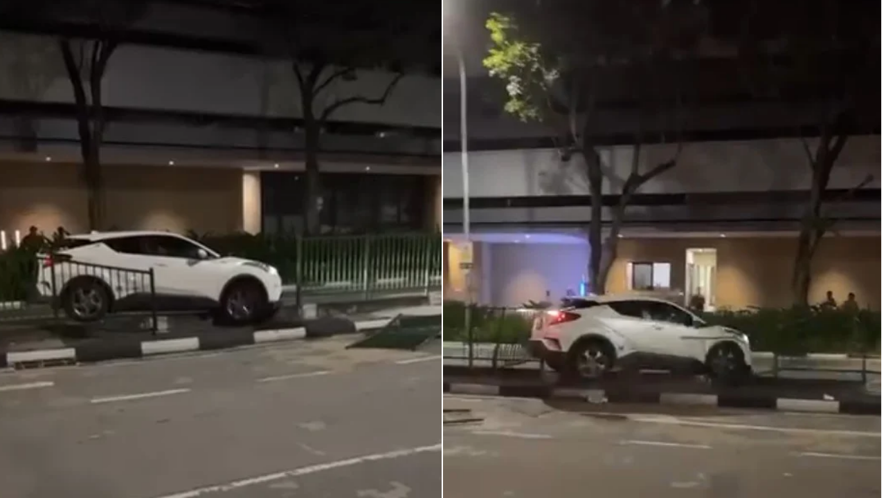 Erratic Driving: Car Damages Divider and Pavement in Farrer Park Crash