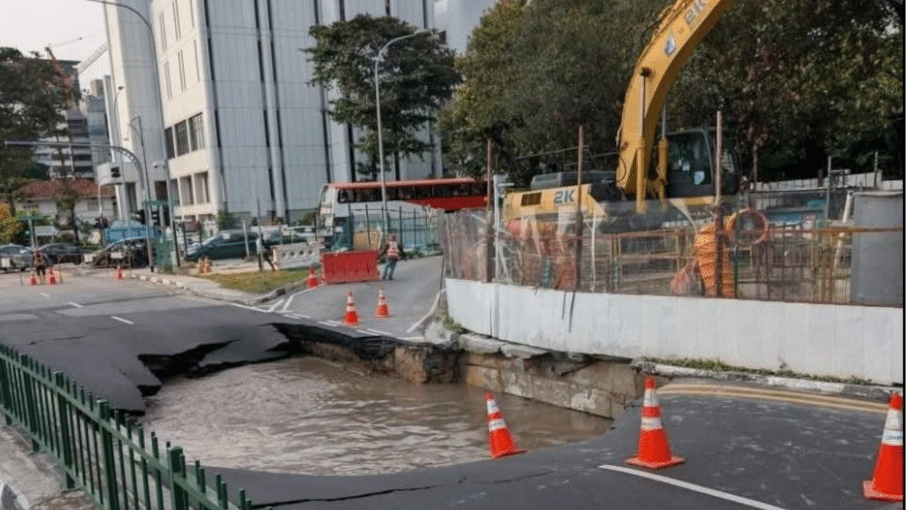 PUB Reviews Sewer Works After Sinkhole Incident Traps Vehicle in Singapore