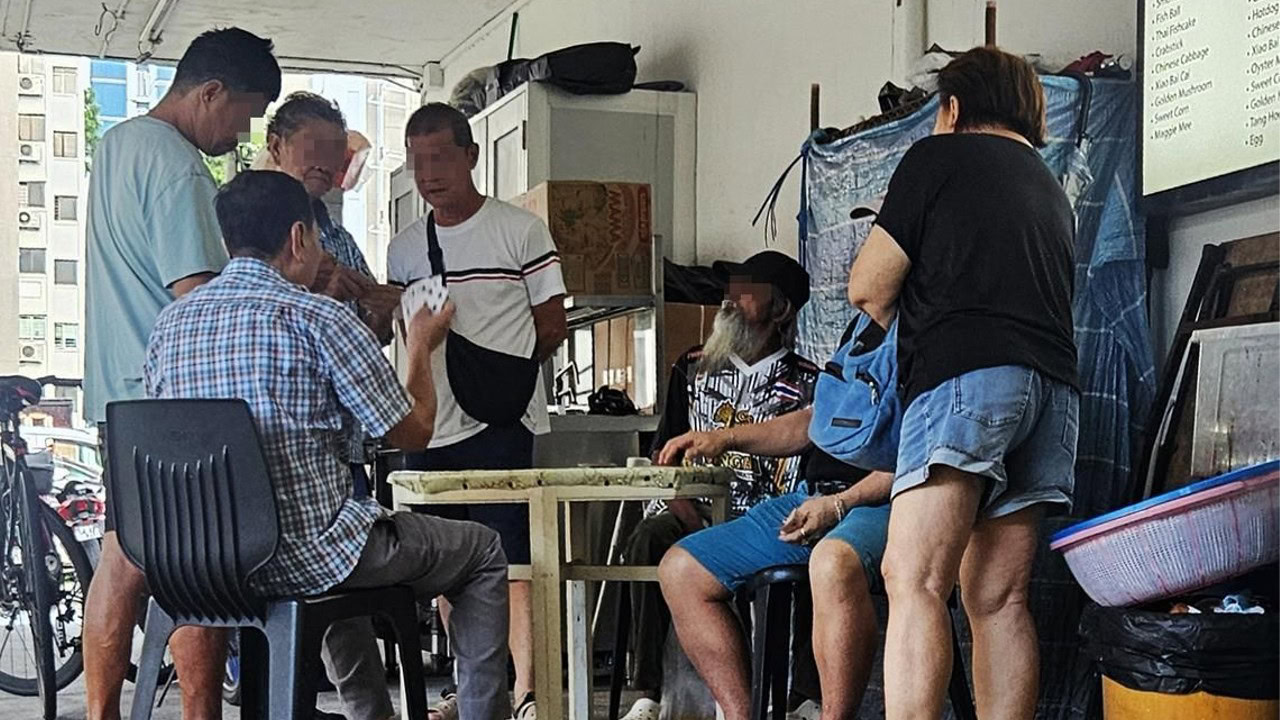 Uncles and aunties caught gambling at table outside Tampines coffee shop